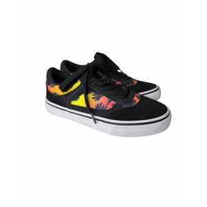 Airwalk Youth Size 3 Black Skate Shoes Sunset Palm Print Lace Up Sneakers